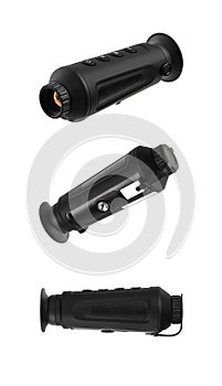 Modern monocular thermal imager isolate on a white background. A device for fixing thermal radiation