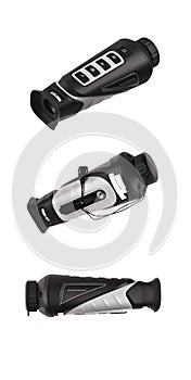 Modern monocular thermal imager isolate on a white background. A device for fixing thermal radiation