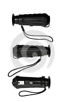 Modern monocular thermal imager isolate on a white background. A device for fixing thermal radiation