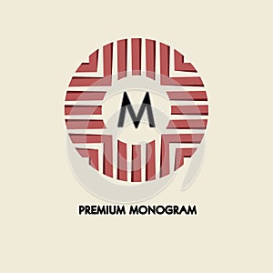 Modern monogram, emblem, logo. Ring parallel strips swirling, symbolizing the cyclical