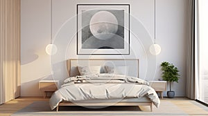 Modern Moon Bedroom Wall Art Frame Mockup With Hyper-realistic Design