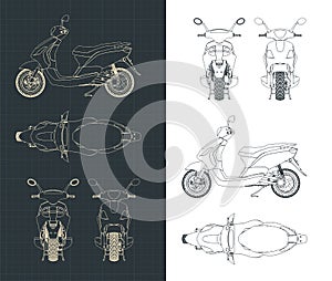 Modern moped drawings