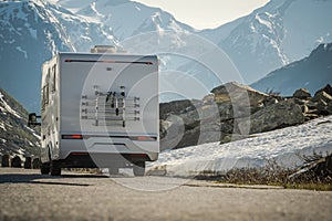 Modern Motor Home RV Camper and the Road Trip