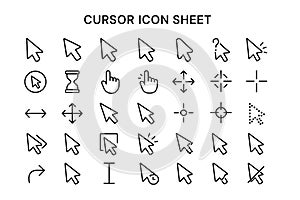 Modern Mouse Cursor and Computer Pointer Icon Set Web Interface and User Click Symbols