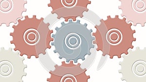 Modern moving gears icons forming colorful pattern over white background.