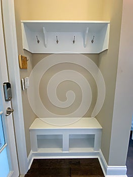 A modern mudroom area