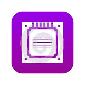 Modern multicore CPU icon digital purple