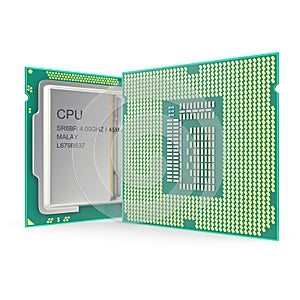 Modern multicore CPU isolated on white background. 3d illustration