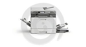 Modern Multifunction Office Printer Isolated on White Background