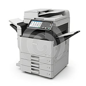 Modern multifunction office printer with touchscreen display