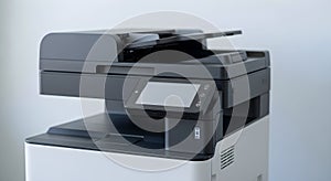 Modern Multifunction Office Printer with Touchscreen and Document Feeder