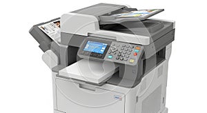 A modern multifunction printer with a flatbed scanner and automatic document feeder