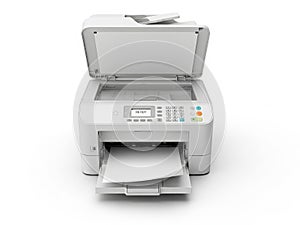 Modern multifunction printer with open lid