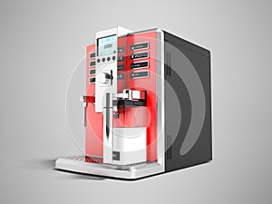 A modern multifunctional coffee machine with milk red 3d on the