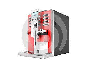 A modern multifunctional coffee machine with milk red 3d on the