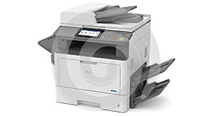 A modern multifunctional printer with a flatbed scanner and automatic document feeder