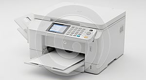 A modern multifunctional printer with a flatbed scanner and automatic document feeder