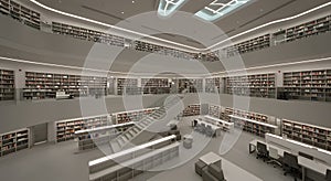 Modern Multilevel Library Interior