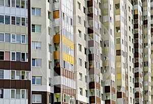 Modern multistoried apartment building in residential city district, urban background photo