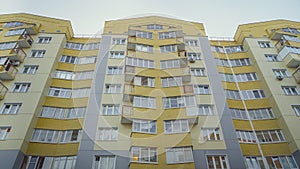 Modern multistory apartment building. Contemporary architecture. Building fragment. Apartment block. Residential