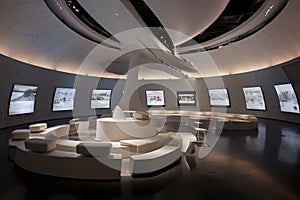 Modern Museum Interior with Exhibition Displays