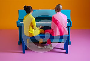 modern music concept piano people colourful performance illustration art trend. Generative AI.