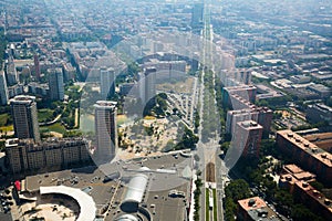 Modern neighbourhoods of Barcelona in Spain, aerial view
