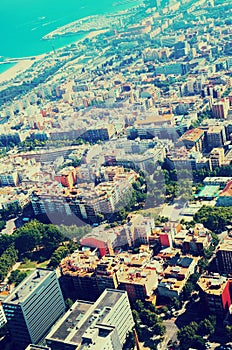 Modern neighbourhoods of Barcelona in Spain, aerial view