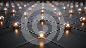 Modern Network Connection: Abstract Data Nodes, 3D Rendering