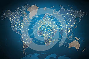 Modern network connection illustrated on world map backdrop