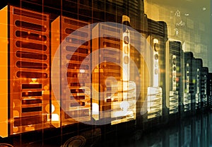 Modern network server room in data center