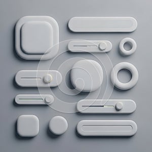 Modern neumorphic ui elements set for user interface design