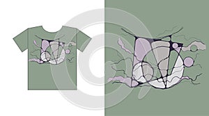 Modern neuro art, geometric abstraction, painting. graphics for t-shirt print design