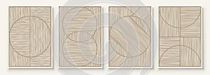 Modern Neutral Abstract Printable Wall Art Set of 4 Simple Line Print Beige Minimalist Wall Art Contemporary Home Decor