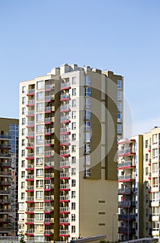 Modern and new apartment building.