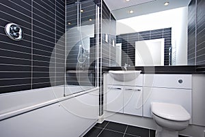 Modern new bathroom in black and white