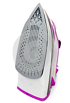 Modern new electric iron on white background