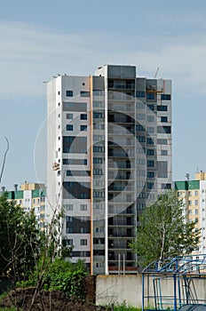 Modern, new executive apartments and with deep blue sky