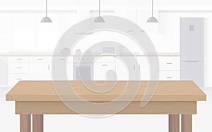Modern new light interior of kitchen with white furniture