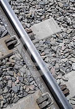 Modern and New Railroad Concrete Ties and Metal Spikes