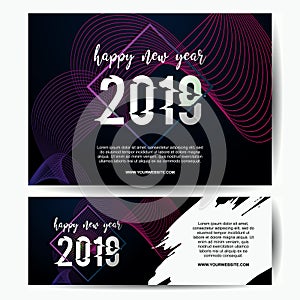 Modern New Year 2019 celebration banner template futuristic