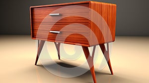 Modern Nightstand With Retro Feel And Intricate Woodwork photo