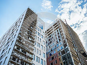 Modern office or apartment building under construction in Bucharest, Romania