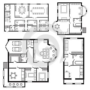 Modern office architectural plan interior furniture and construction design drawing project