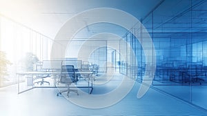 Modern office architecture blueprint design and technology concept