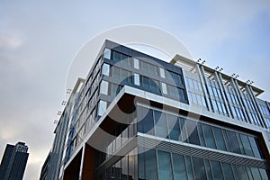 Modern office building. Architectural detail of modern office building. Business background.