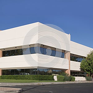 Modern office building with blue sky