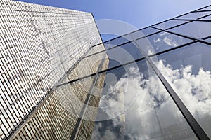 Modern office building with brick work and glass