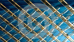 Modern office building detail, glass surface.