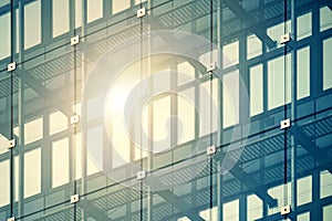 Modern office building - lightbeam, sun reflection